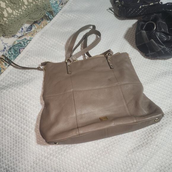 KOOBA EUC EVERETT TAUPE LEATHER TOTE BAG - Picture 1 of 9